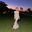 Temperament long sleeve slim long printed dress women's new autumn fashion elegant long dress