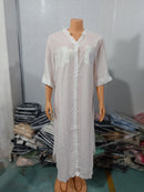 Women Loose Long Sleeve Open Neck Dress