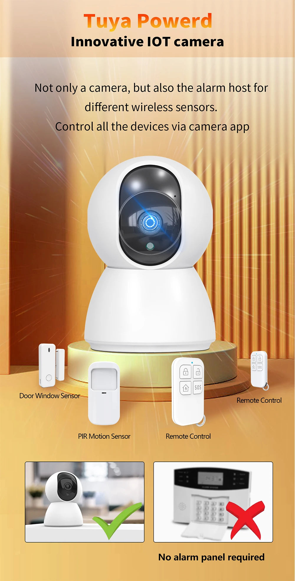 Tuya Smart Life 2MP 2.4G/5G+BLE WIFI IoT Alarm Surveillance Home Security Burglar FHD CCTV Camera System SOS Contact PIR Sensor