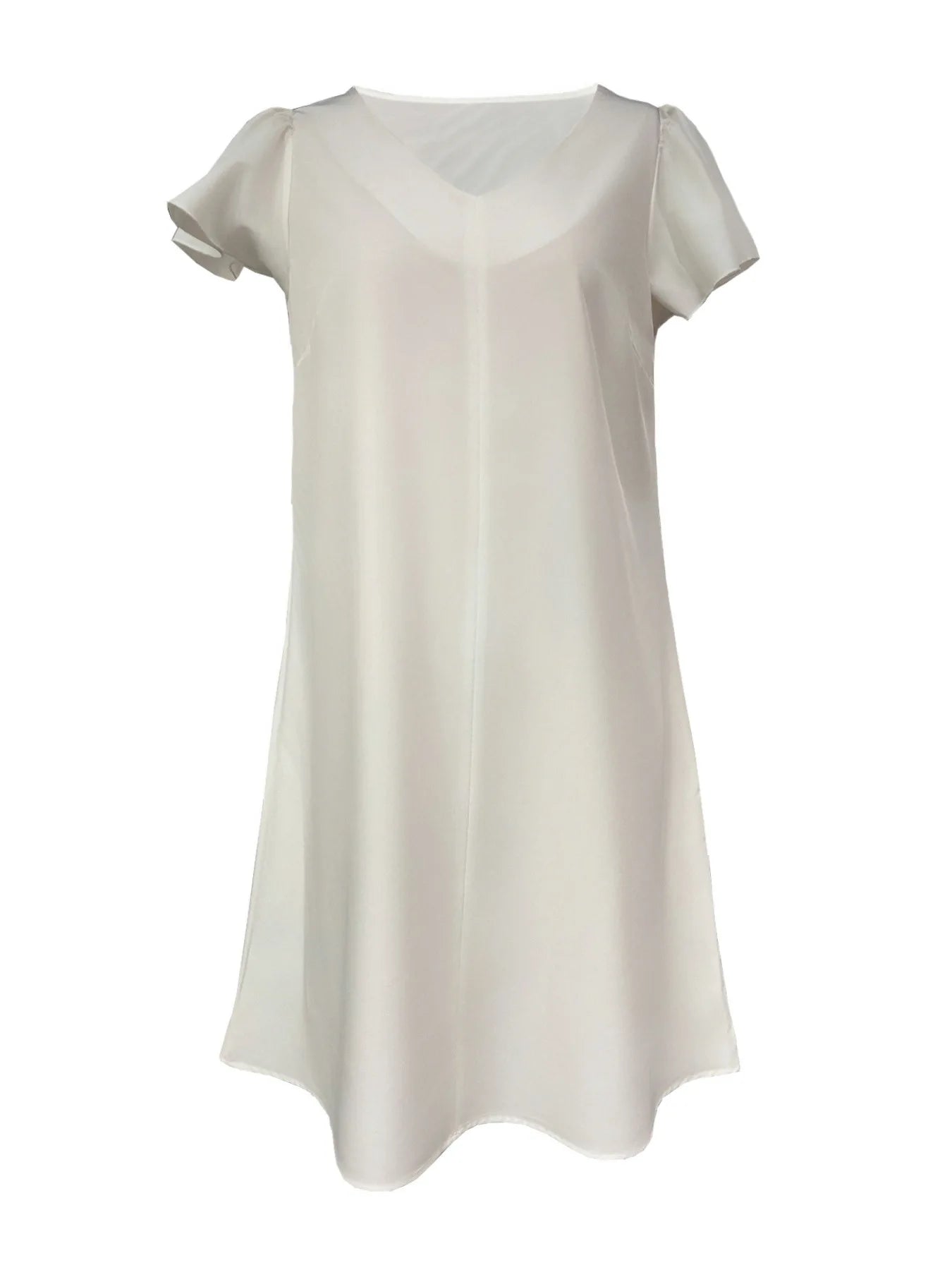 2024 Spring Summer Women's V-Neck Midi Dress Soft Stretch Office Casual Chic Solid Color No Belt Included