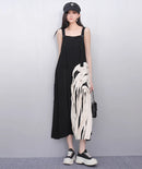 Unique Style New 2025 Summer Korean Style Woman Black Sleeveless Sundress Loose Fit Girls Casual Beach Cute Sun Dress JKXD057