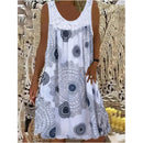 Digital printed off shoulder sexy camisole loose fitting dress lace casual dress  summer dress