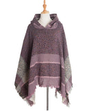 New Autumn Winter Fishbone Pattern Women's Hooded Cape Pullover Cape Women Poncho Lady Capes Black Cloaks