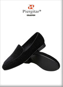 Piergitar 2022 Handmade Meteor Shower Design Velvet Men's Loafers British Style Classic Slip-On Men Smoking Slippers Plus Size