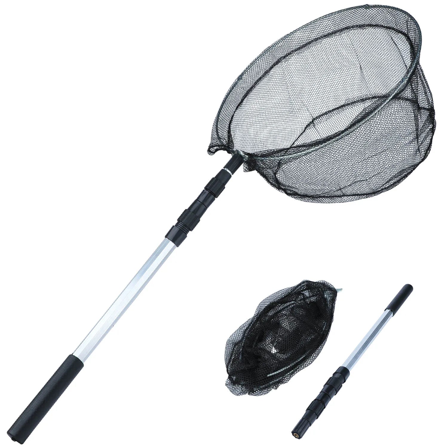 Fishing Net Aluminum Alloy Telescopic Rubber Handle