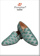 Piergitar 2022 High Grade Silk Fabric Men's Loafers For Party And Wedding Leather Insole Handmade Man Smoking Slippers Plus Size