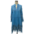 New Spring Embroidery Crochet Lace Boho Dress Women Elegant Off Shoulder Tassel Ruffle Mini Dress Summer V Neck Lady Beach Dress