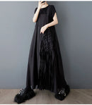 Unique Style New 2025 Summer Korean Style Woman Black Sleeveless Sundress Loose Fit Girls Casual Beach Cute Sun Dress JKXD057