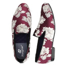 Piergitar 2022 New Arrival Purple Jacquard Fabric With White Fowers Handmade Men Loafers Party And Prom Male Flats Plus Size