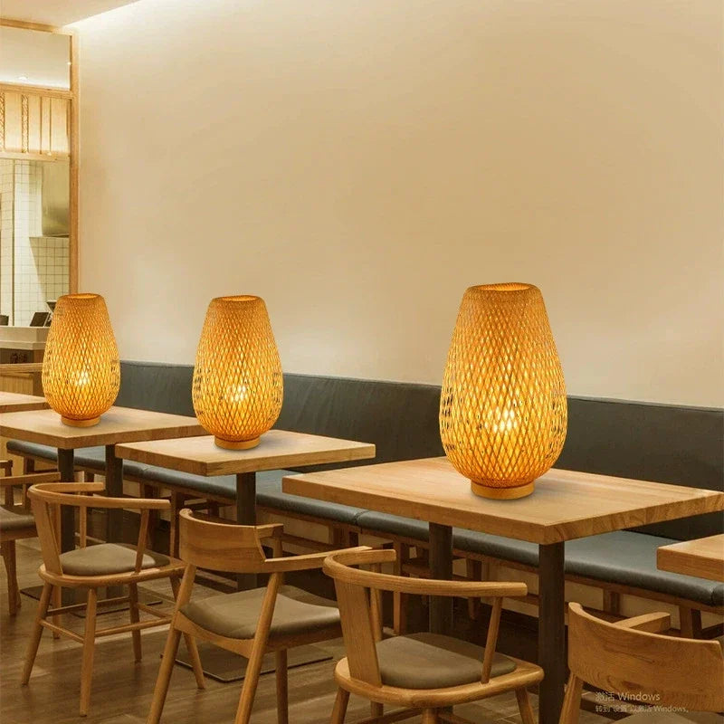Contemporary Bamboo Weaving Table Lamp