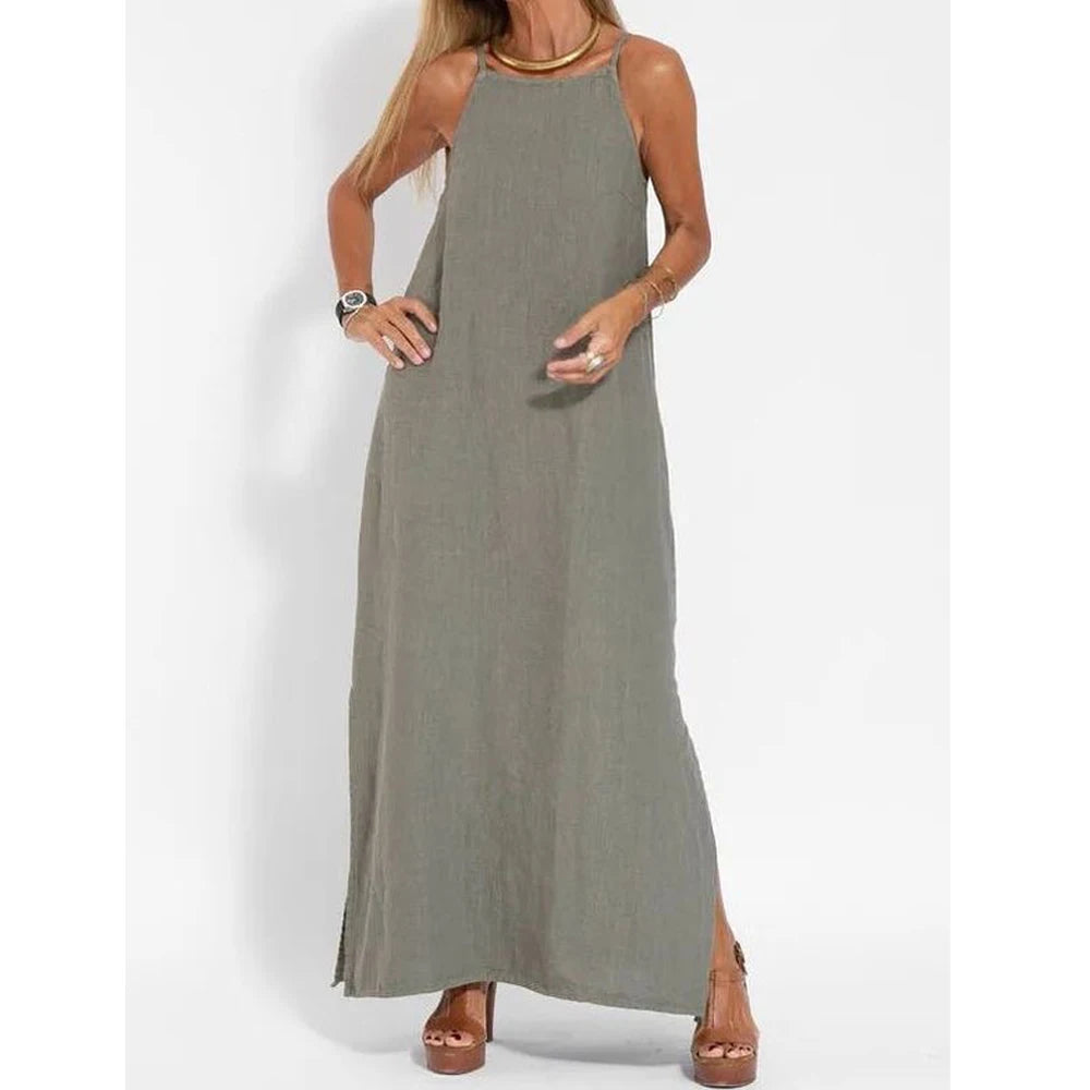 Women Cotton linen Long Slip Dress