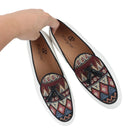 Piergitar Brand 2023 White Cotton Canvas Of Paisley Pattern Men's Loafers Fashion Party Handmade Leahter Tassel Shoes Plus Size