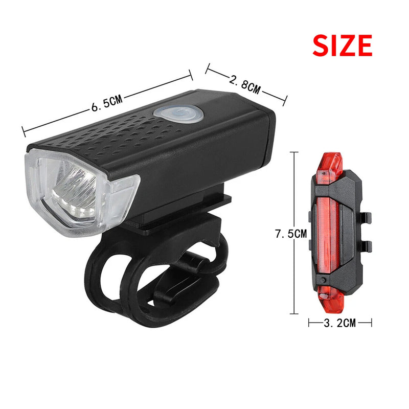 Bike Bicycle Light USB LED Rechargeable Set