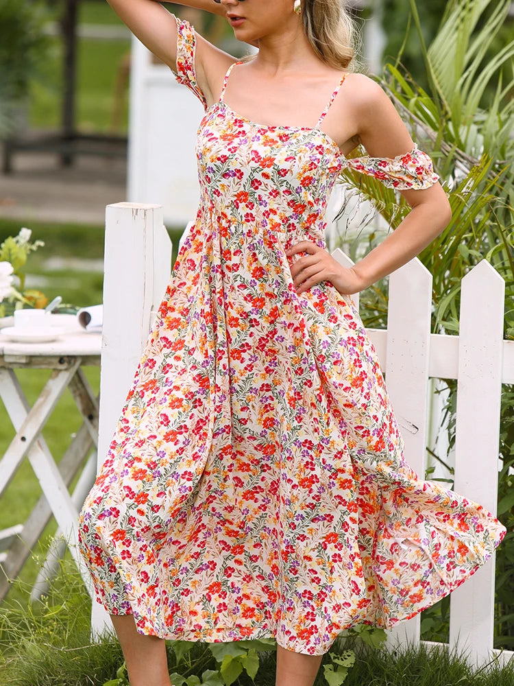 Women's Printed Botanical Floral Dress