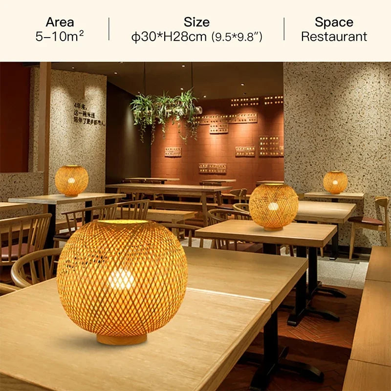 Contemporary Bamboo Weaving Table Lamp