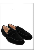Customized Black Velvet Slip-On Shoes for Men, Fashion Party and Wedding Slippers with Leather Insole