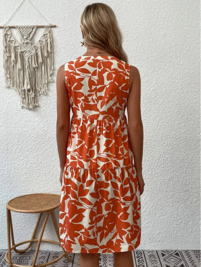 Women's Sleeveless Floral Print Dress