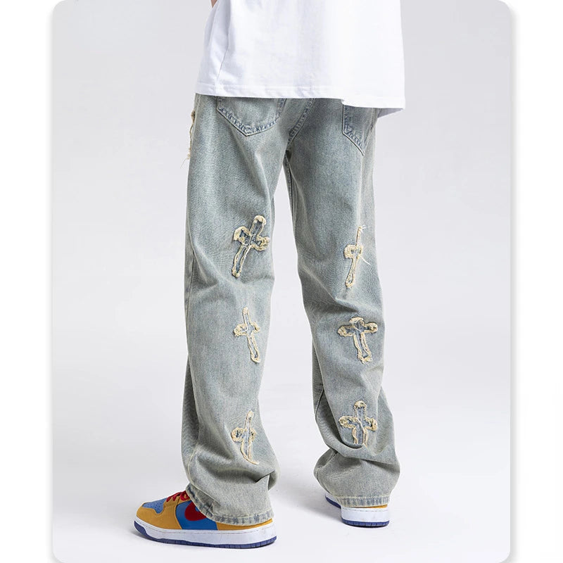 High street wide leg long pants