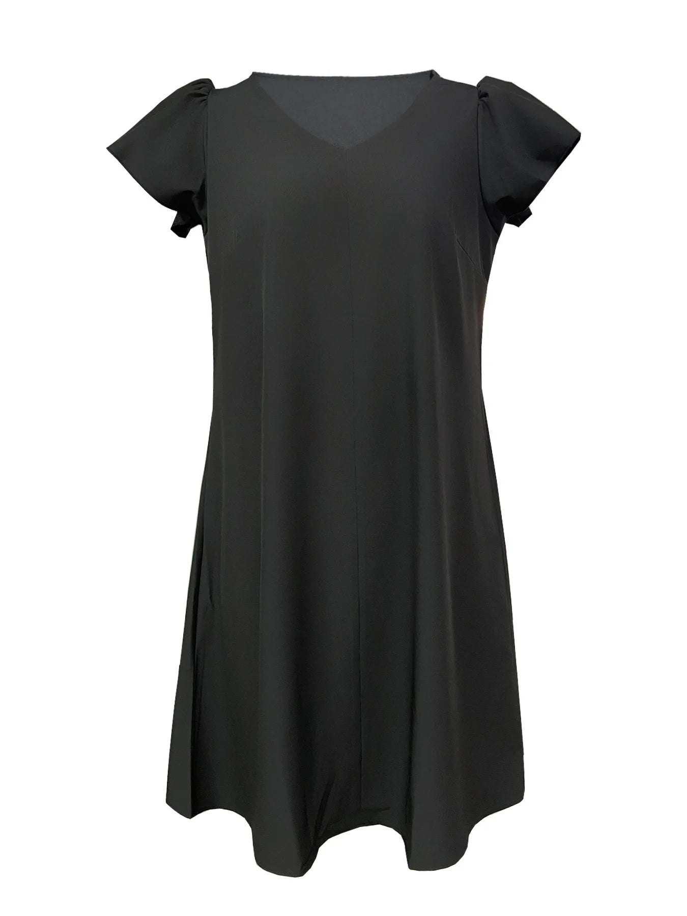 2024 Spring Summer Women's V-Neck Midi Dress Soft Stretch Office Casual Chic Solid Color No Belt Included