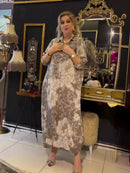 Women's Turn Down Collar Loose Fit Print Dress