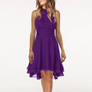 Women's Sleeveless Chiffon High-Waist Layered Halter Dress