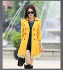 2025Spring Autumn New Windbreaker Coat Women Fashion Slim Mid Long Lace Trench Coat Female Casual Double-breasted Outerwear Tops