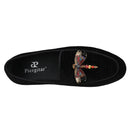 Piergitar 2022 Handmade Rhinestone Sequin Dragonfly Embroidered Patch Men's Loafers British Style Retro Moccasins Slip-On Shoes