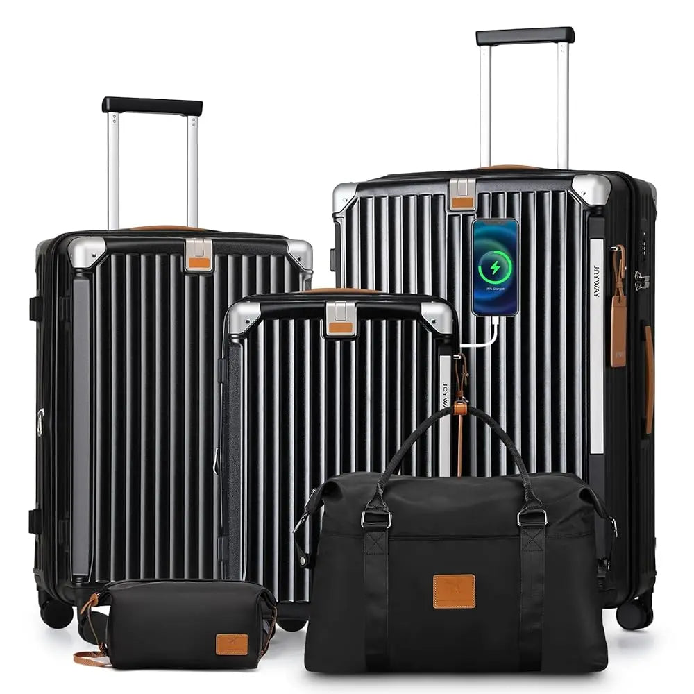 5pcs Black Luggage Set