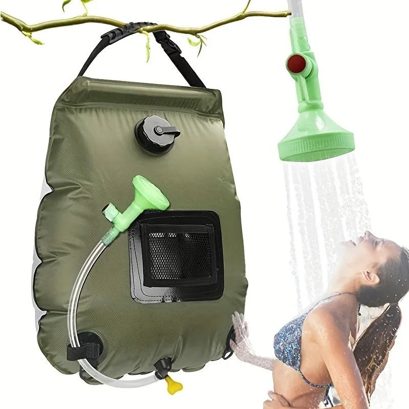 5-gallon solar-heated camping shower bag