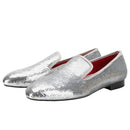 Men's Smoking Slippers With Red Outsole And Sequins for Weddings and Proms