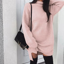Women's Oversized Turtleneck Asymmetrical Pullover Dress