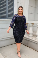 Women's Plus Size Lace Sequin Mesh Sleeve Bodycon Dress