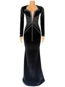 Deep V- Neck Velvet Dress