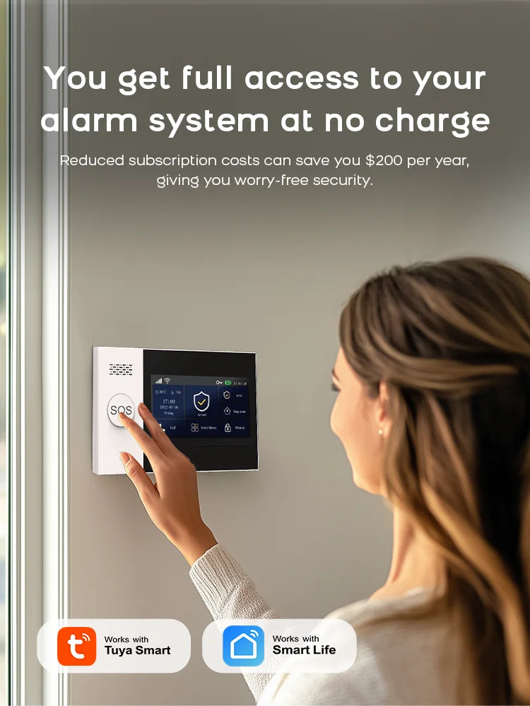 Tuya Smart Life APP Compatible Wireless GSM Alarm System WiFi Burglar Detection Real-Time Alerts for Home Garage Office Shop