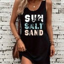 Women's Summer Sleeveless Tank Top Dress Sexy Women's summer loose sleeveless short mini dress with black print