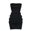 Women’s Sexy Tube Tops Pencil Dress Fashion Solid Color Rhinestone Hollow Skinny Short Dress Streetwear