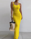 Gradient Printed Long Dress Summer New Women's Fashionable Printed Sexy Sleeveless Suspender Slim Fit Hip Hugging Long Dress