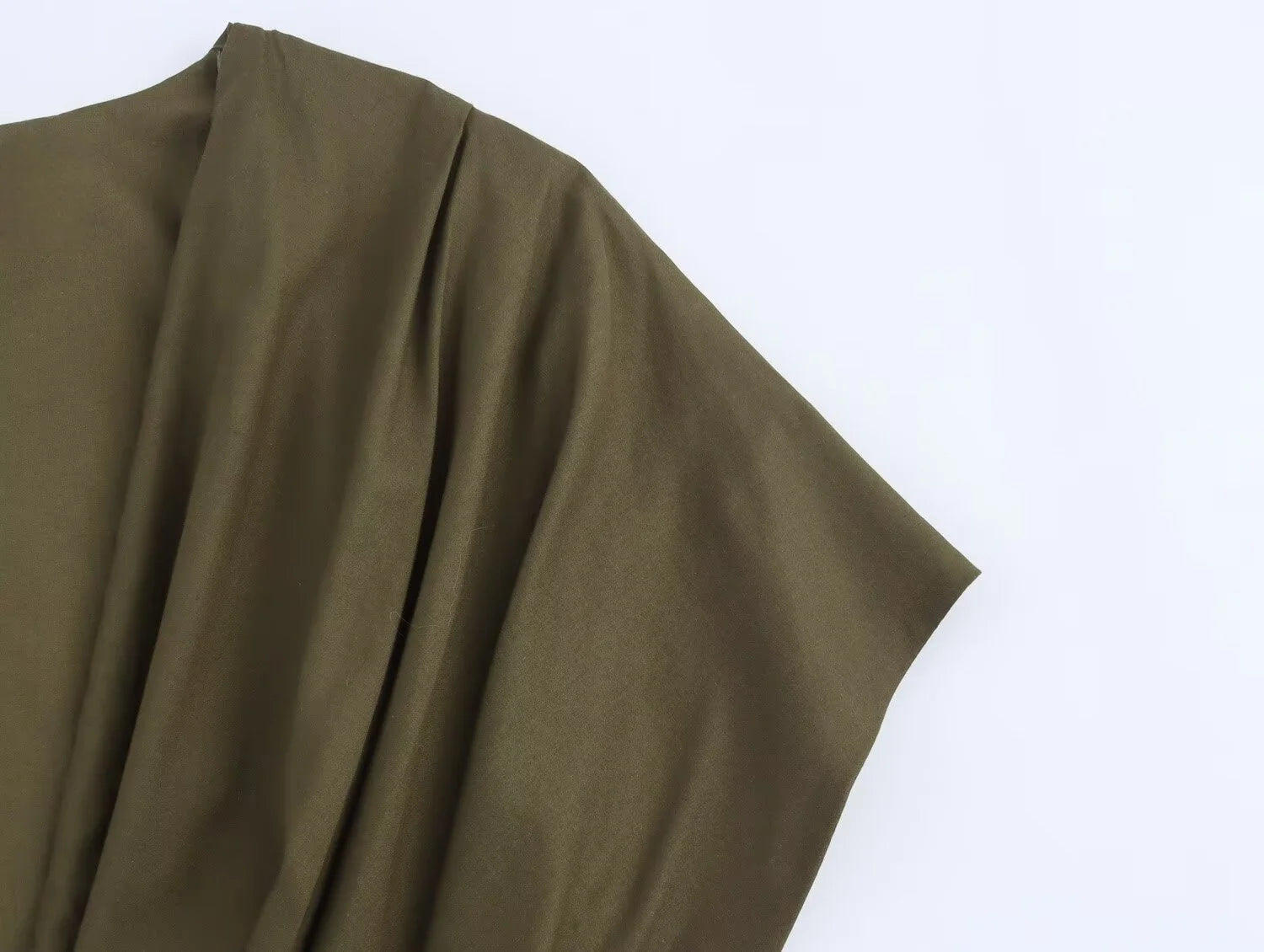 MYST&ZA2025 new summer women's casual fashion pleated drop shoulder short sleeve V-neck midi long dress
