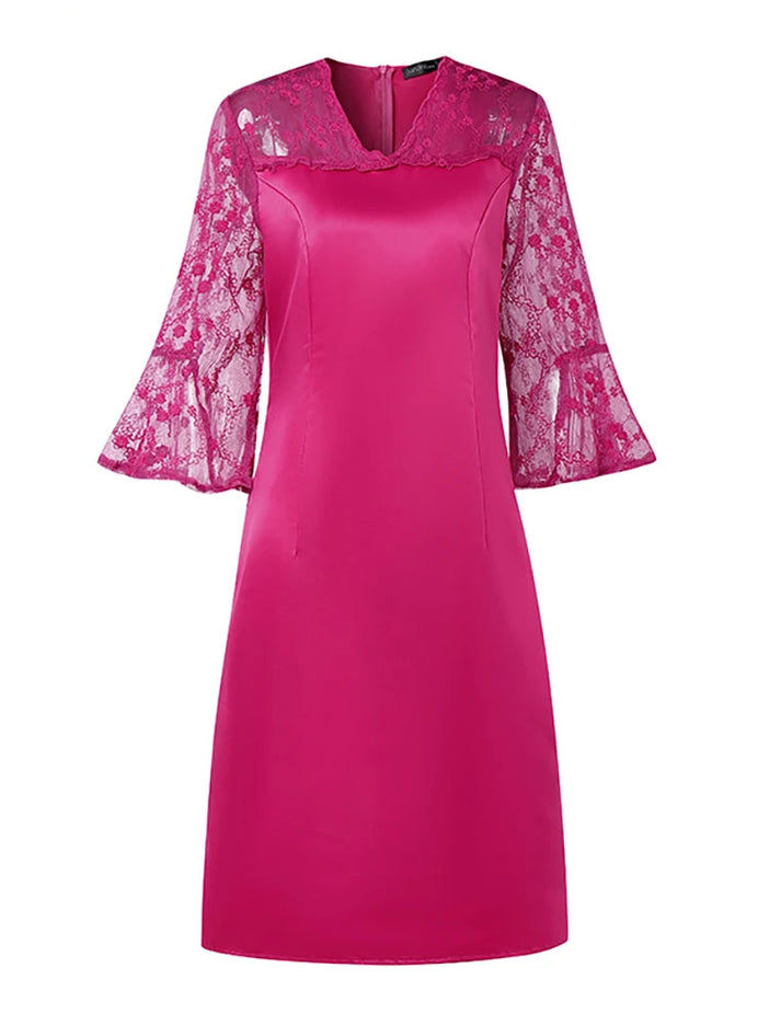 Lace V-Neck Satin Dress