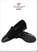Piergitar 2022 New Summer Style Mulberry Silk Velvet Stitching Leather Slip-On Men's Loafers With Lightning Buckle For Wedding