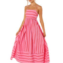 Spring And Summer Striped Vest Backless Large Swing New Dress For Women, Collarless And Sleeveless Oversized Swing Dress