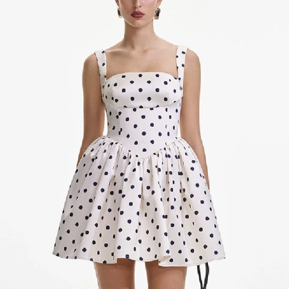traf 2025 woman suspender skirt satin polka dot print corset sexy ladies dress y2k clothes New high quality party mini skirt bra