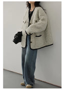 CHIC VEN Women's Woolen Coat Heavy Industry Down Jacket Vintage V-Neck Woman Down Coat Female Tops Autumn Winter 2024