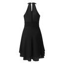 Women's Sleeveless Chiffon High-Waist Layered Halter Dress