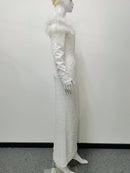 Women's Long White Pearls Dress
