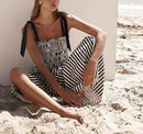 2025 Women's Summer Style Striped Rubber Elastic Sexy Big Swing Bag Suspender Dress Club Clothing Vestidos
