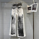 Women's Pattern Printed Distressed Dirty White Jeans