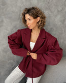 Trendy Lace-up Waist Cinching Blazer Woman Casual V-neck Solid Office Outerwear 2025 Autumn New Commute Long Sleeve Short Coats