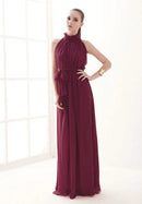 Sleeveless Chiffon Maxi Satin Long Silk Dress