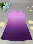 Plus size women's shoulder strap dress round neck fashionable gradient printed casual suspender vest dress for women